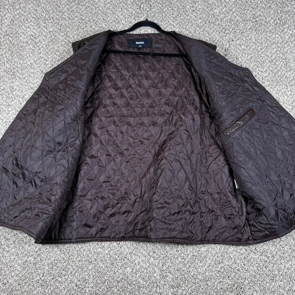 KingSize Leather Vest Mens 4XL Tall Brown Quilt Lined Patchwork‎ Western